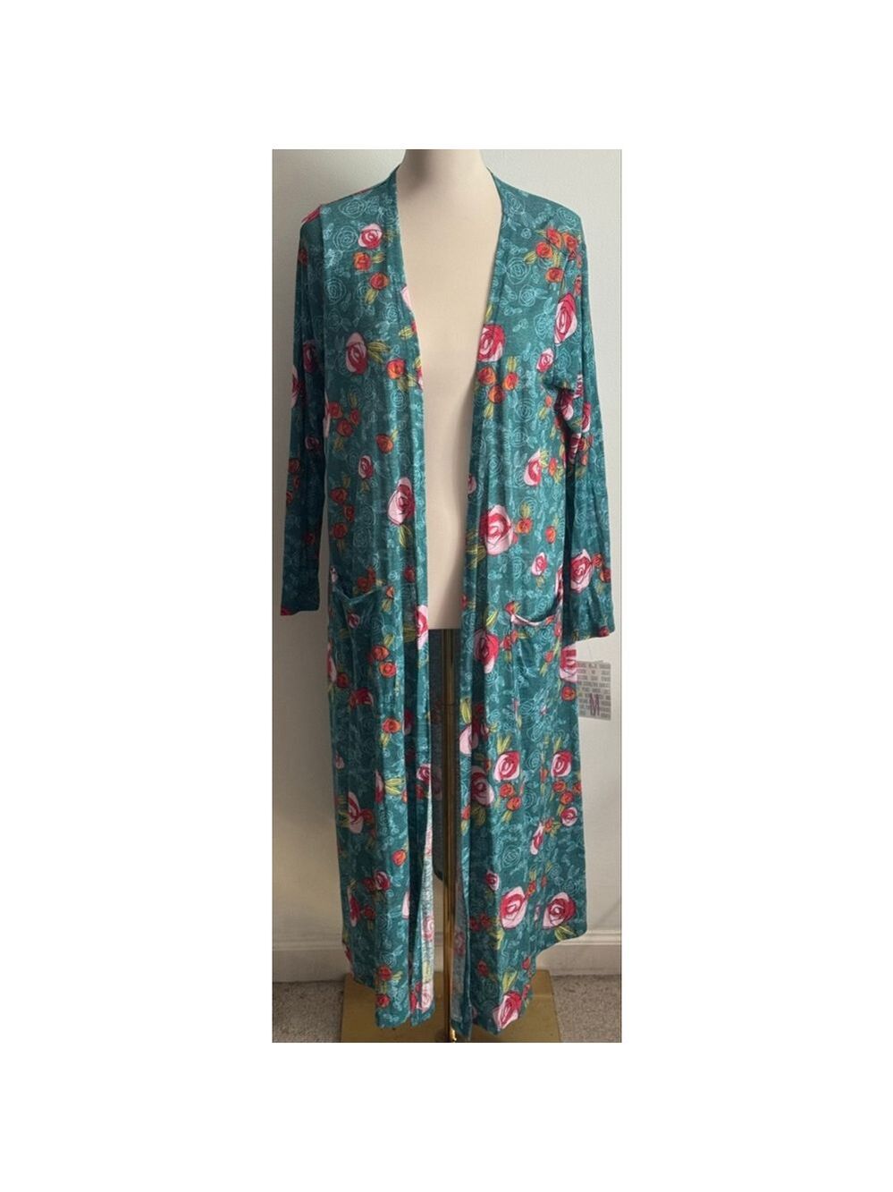 Women's LuLaRoe Teal Floral Cardigan M